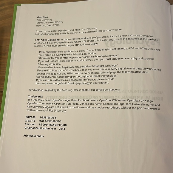 Psychology by Openstax (Official Print-Hardcover by Openstax- Great Condition - Picture 5 of 5